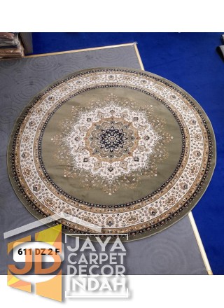 Permadani Kashan Kendra Bulat  ds 611 DZ 2 F ukuran 160 x 160 cm, 200 x 200 cm